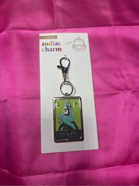 New Bag Charm Zodiac Charm Virgo Keychain - Green Enamel Charm
